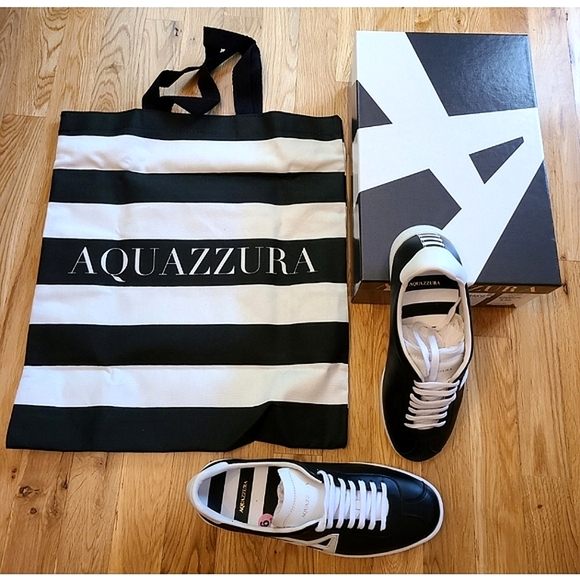 Aquazzura Shoes - 🆕️ Aquazzura The A Sneakers Black White 9.5 Preppy Streetwear Skater Minimalist